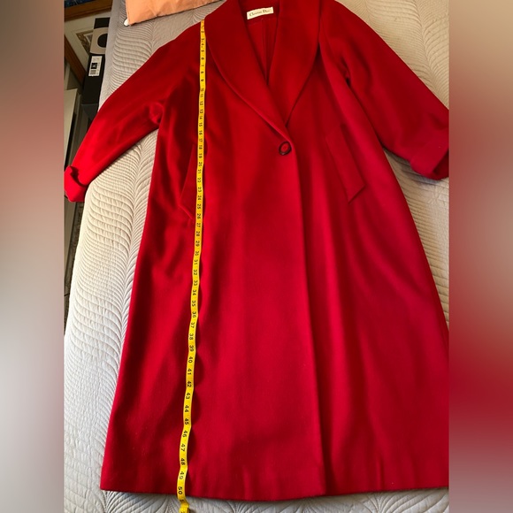 🔥Christian Dior🔥 cardinal red full length lambs wool coat. Vintage 1985. Sz 10 - Picture 10 of 13